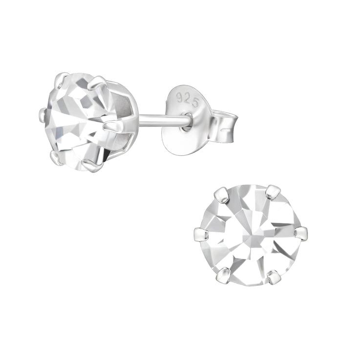 Joy|S - Zilveren oorknoppen - rond 6 mm - kristal - oorbellen