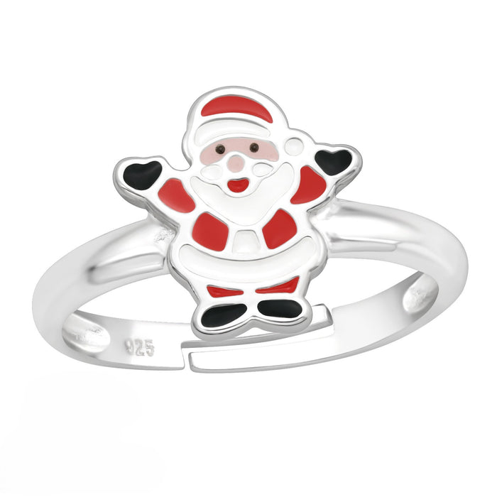 Joy|S - Zilveren kerst ring verstelbaar - kerstman - kinderring