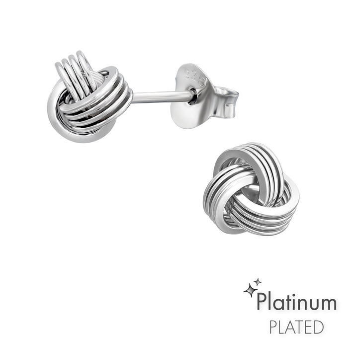 Joy|S - Zilveren knoop oorbellen - 7 mm - knot oorknopjes - sterling zilver 925 platinum plated