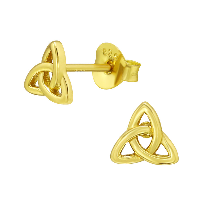 Joy|S - Zilveren Keltische driehoek oorbellen - 6.5 mm - oorknoppen - goudplating