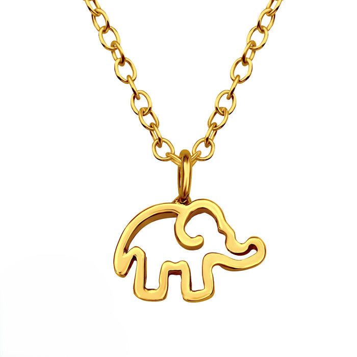 Joy|S - Zilveren olifant hanger met ketting 39 cm (extra oogje op 36 cm - goudplating / goldplated - voor kinderen