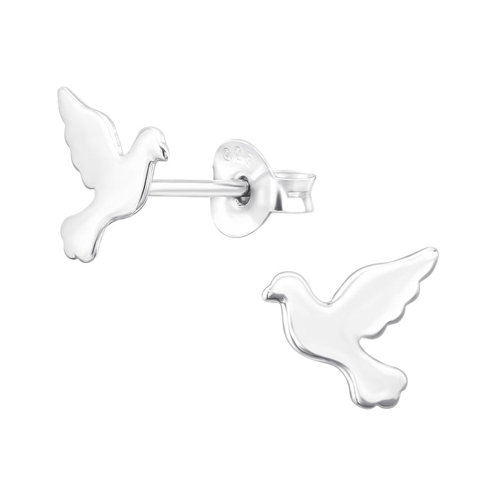 Joy|S - Zilveren vogel oorbellen - 8.3 x 8.4 mm - gepolijst - oorknoppen