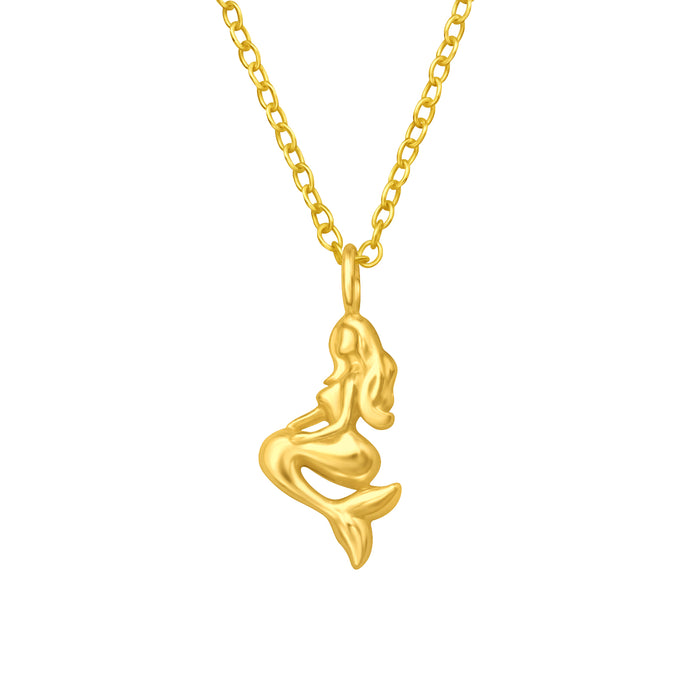 Joy|S - Zilveren zeemeermin hanger met ketting 45 cm - goudplating / goldplated - voor kinderen