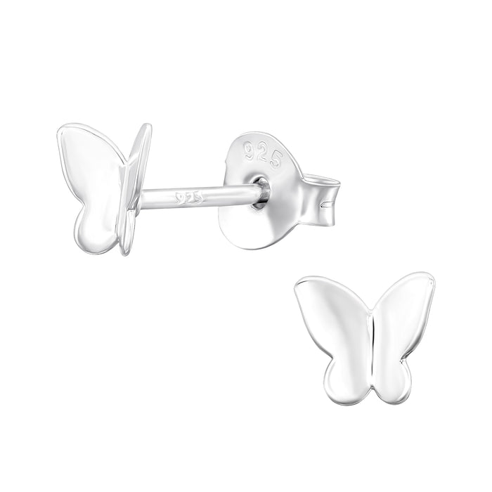 Joy|S - Zilveren vlinder oorbellen - 5.4 x 5 mm - fladderend vlindertje oorknoppen - kinderoorbellen