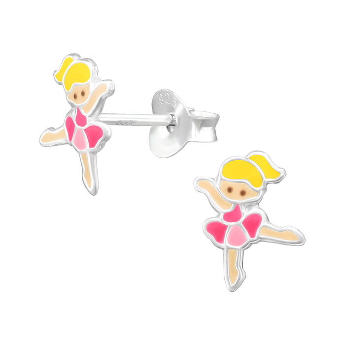 Joy|S - Zilveren ballet danseres oorbellen - 6.5 x 7.5 mm - ballerina kinderoorbellen