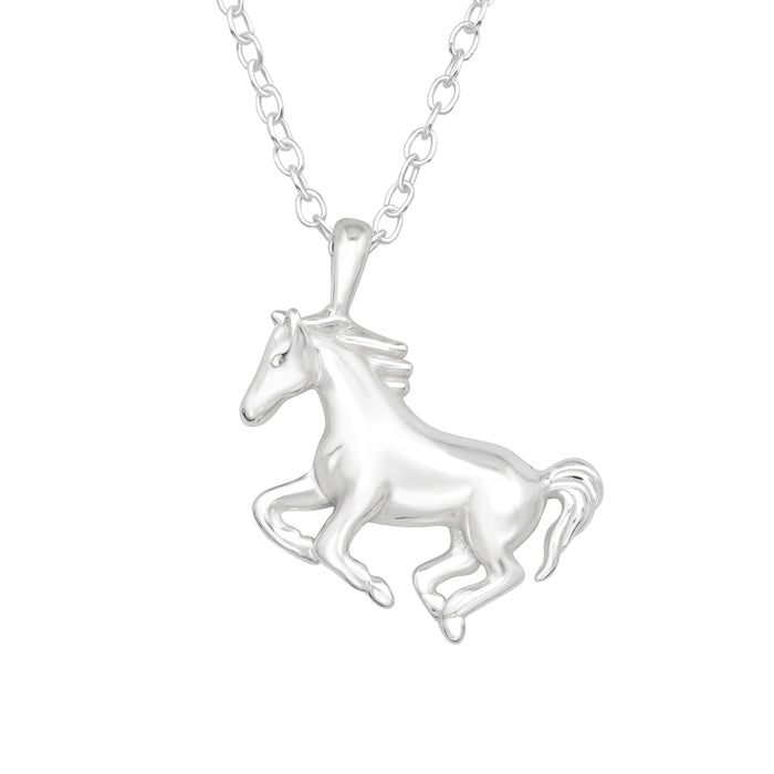 Joy|S - Zilveren paard hanger met ketting - 45 cm