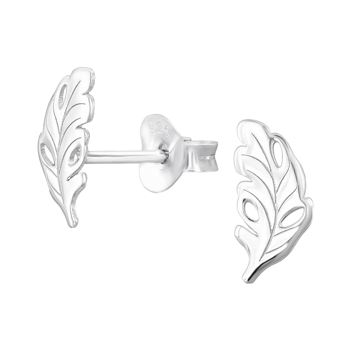 Joy|S - Zilveren blad oorbellen - 4.5 x 9.3 mm - blaadje oorknoppen - sterling zilver 925