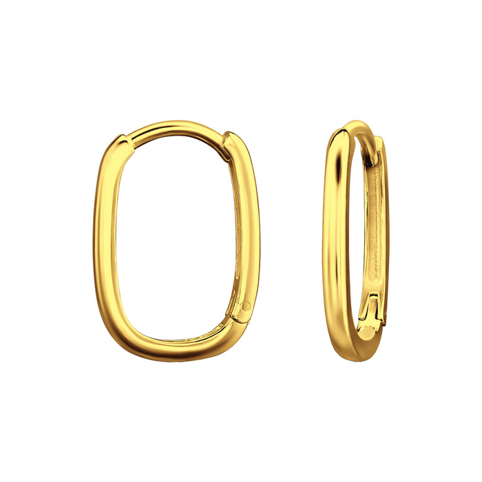 Joy|S - Zilveren ovale oorringen - 12 x 16 mm - gold plated oorbellen
