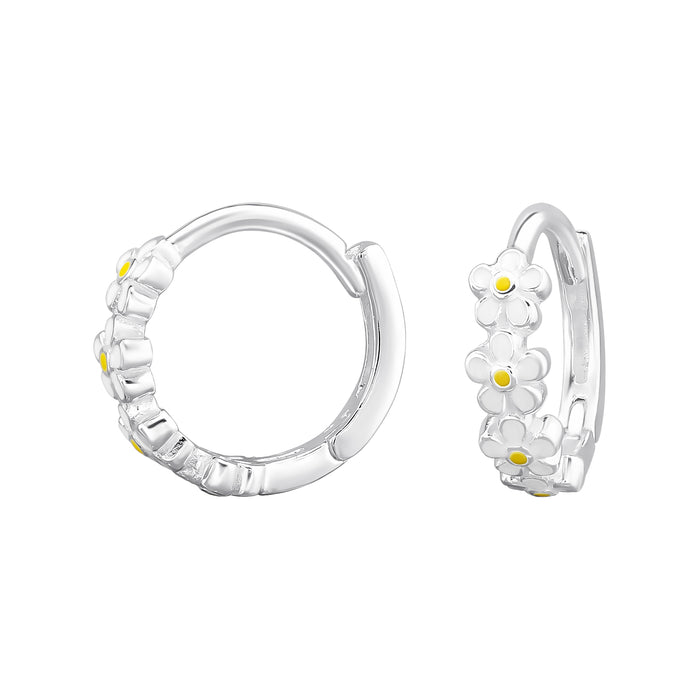 Joy|S - Zilveren bloem oorringen - daisy madeliefje - klap scharnier - 11 mm - sterling zilver 925