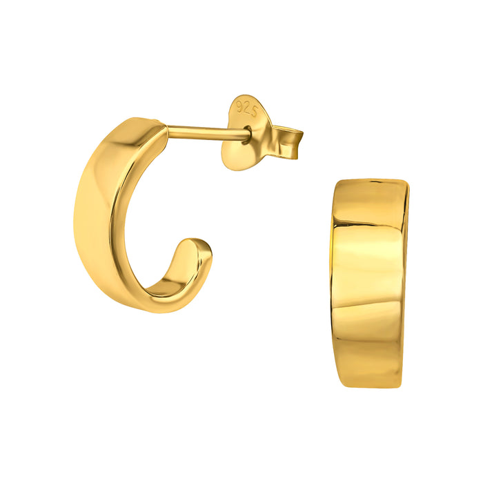 Joy|S - Zilveren oorbellen - oorringen ovaal - 11 mm / 4 mm - sterling zilver 925 - goudplating / goldplated