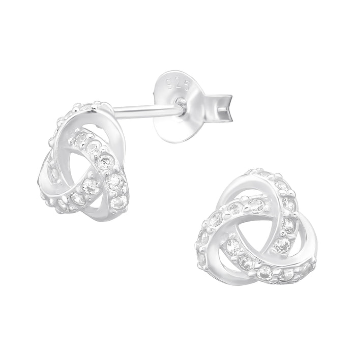 Joy|S - Zilveren knoop oorbellen - 7.5 mm - zirkonia - sterling zilver 925