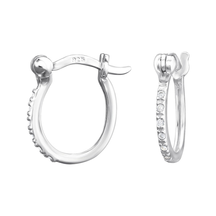 Joy|S - Zilveren oorringen 13 mm / 1.5 mm - zirkonia - Franse sluiting - oorbellen - sterling zilver 925