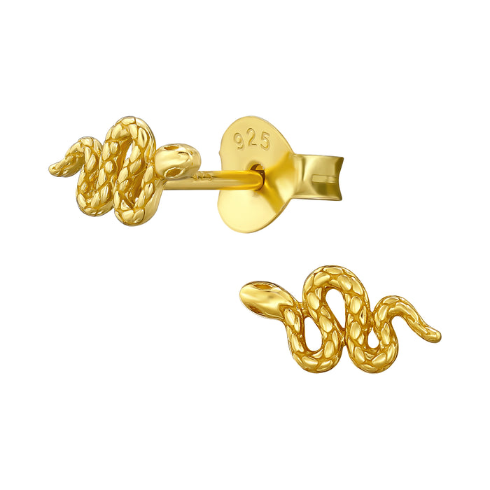Joy|S - Zilveren slang oorbellen - 4 x 8 mm - oorknoppen - gold plated
