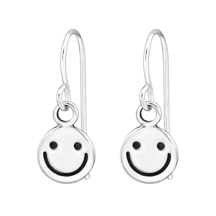 Joy|S - Zilveren smiley emoji bedel oorbellen - oorhangers - sterling zilver 925