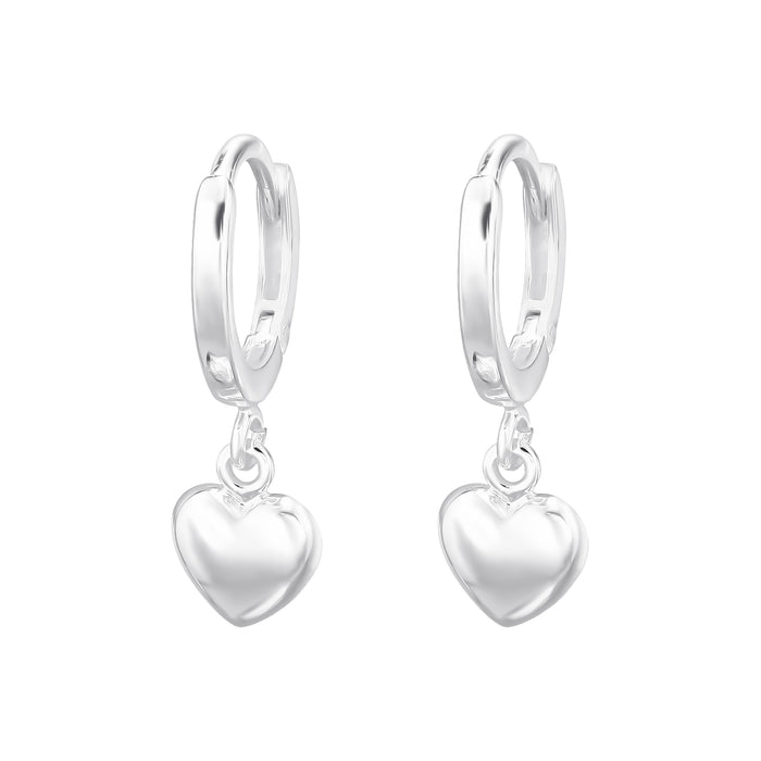 Joy|S - Zilveren hartje oorbellen - oorringen - hart bedel - klap scharnier - 10 x 17 mm - sterling zilver 925 - kinderoorbellen