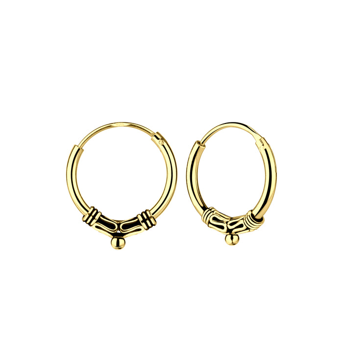 Joy|S - Zilveren Bali oorringen 12 mm - goudplating - t61
