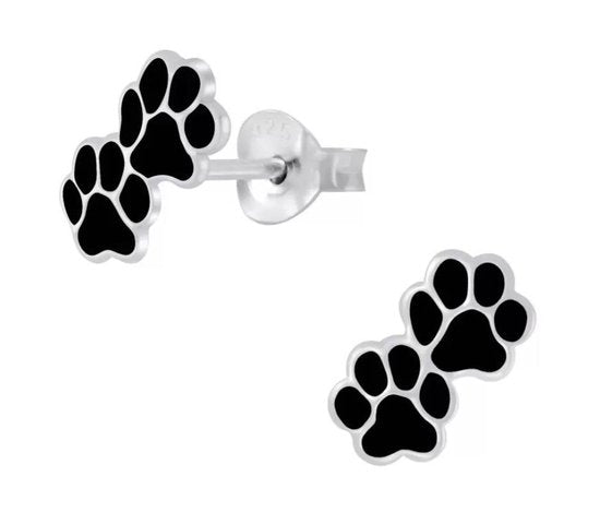 Joy|S - Zilveren kat hond dierenpootjes oorbellen - 9 x 5 mm