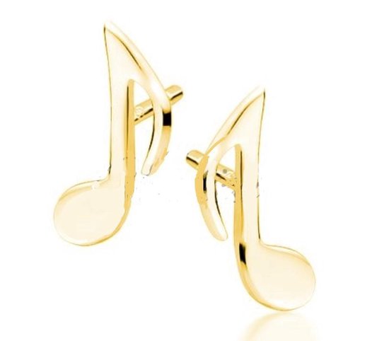 Joy|S - Zilveren muzieknoot oorbellen - goudplating