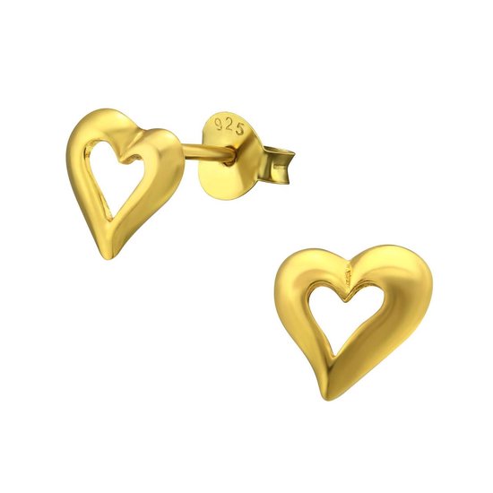 Joy|S - Zilveren hartje oorbellen - 9 mm - goudplating