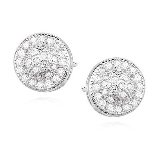 Joy|S - Zilveren elegante rond oorbellen - 8 mm - zirkonia gehodineerd