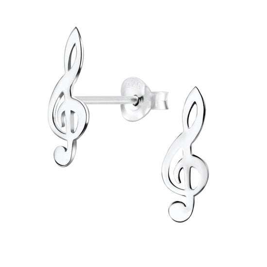 Joy|S - Zilveren muzieksleutel G sleutel oorbellen - 6 x 18 mm