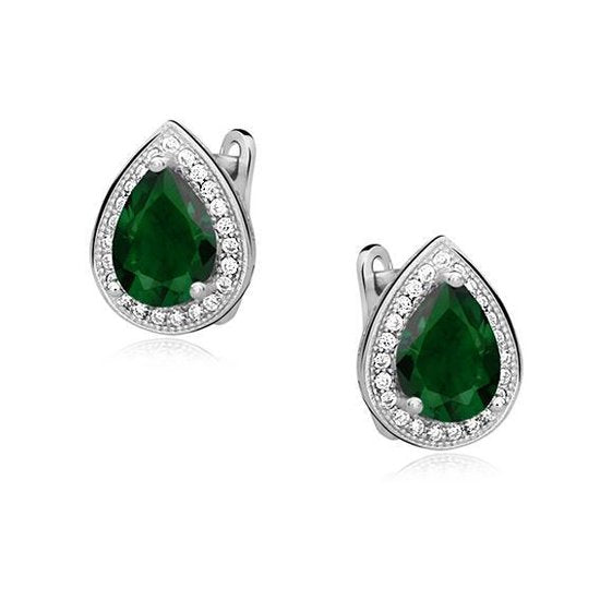 Joy|S - Zilveren a elegante druppel oorbellen teardrop emerald groen zirkonia - gehodineerd - leverback sluiting