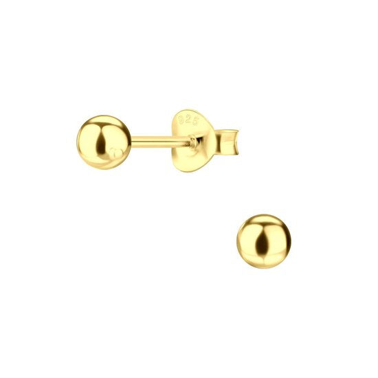 Joy|S - Zilveren bal oorknoppen - 4 mm bol - goudplating
