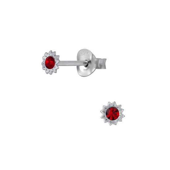 Joy|S - Zilveren mini kinderoorknopjes - 3 mm - sun rood