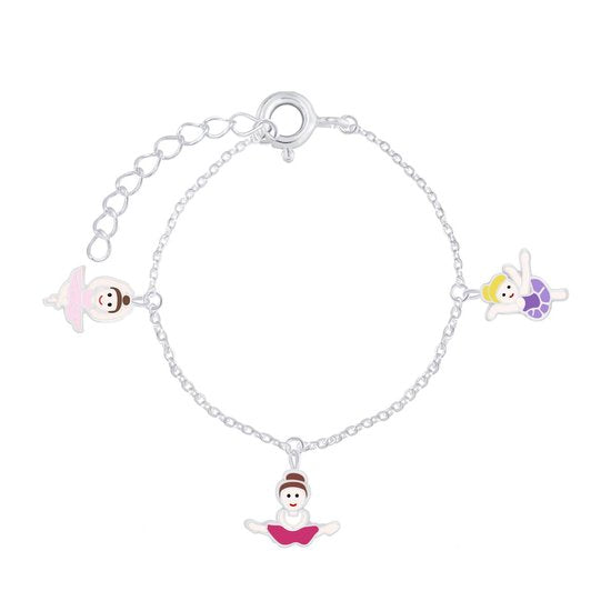 Joy|S - Zilveren bedel armband - ballerina - danseres - turnster 14 cm + 2 cm