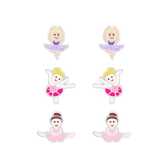 Joy|S - Zilveren ballet ballerina oorbellen set 3 paar