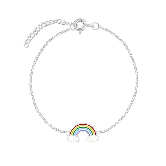 Joy|S - Zilveren regenboog armband 14 cm + 3 cm extension