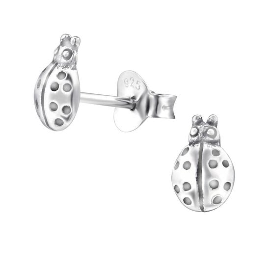 Joy|S - Zilveren lieveheersbeestje oorbellen - 5 x 7 mm