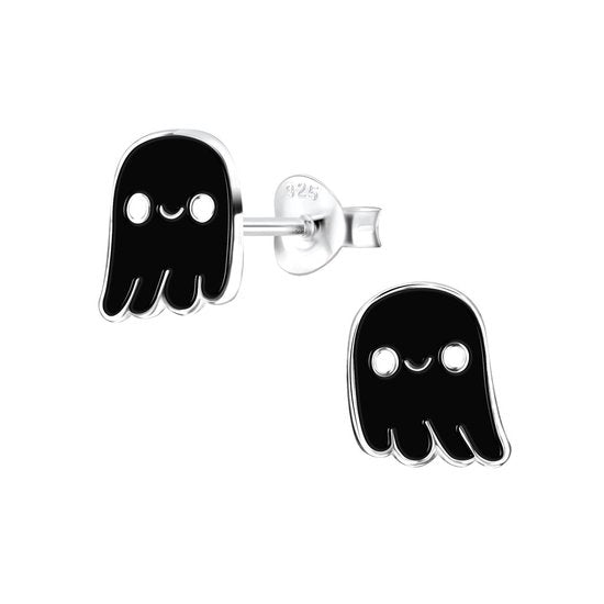 Joy|S - Zilveren spook oorbellen zwart - halloween