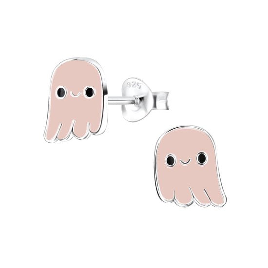 Joy|S - Zilveren spook oorbellen - roze - halloween
