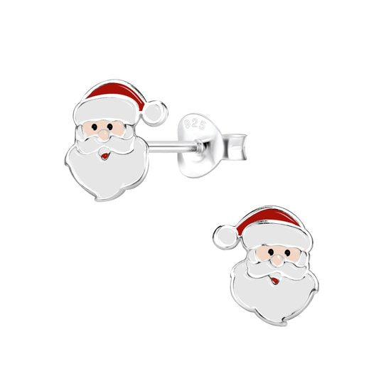 Joy|S - Zilveren kerst oorbellen - kerstman