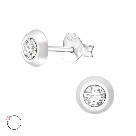 Joy|S - Zilveren petit oorbellen - 5 mm - kristal