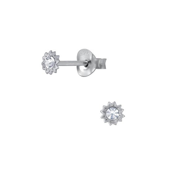 Joy|S - Zilveren mini kinderoorknopjes - 3 mm - sun