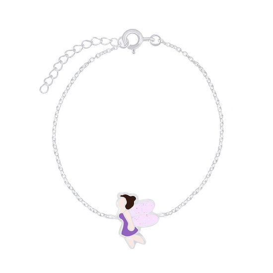 Joy|S - Zilveren Elfje armband - 14 cm + 3 cm extension "Fairy" paars