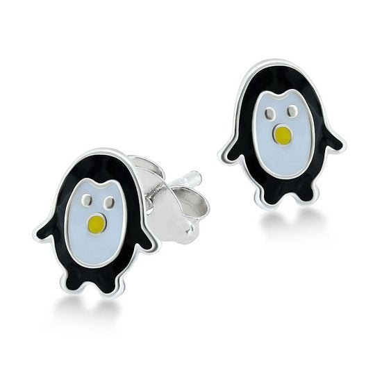 Joy|S - Zilveren Pinguïn oorbellen - 8 mm