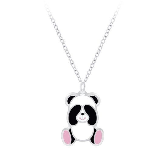 Joy|S - Zilveren Panda hanger met ketting 36 cm + 5 cm extension - Pandabeer