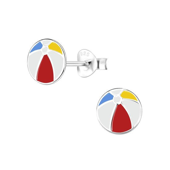 Joy|S - Zilveren strandbal oorbellen - bal 9 mm