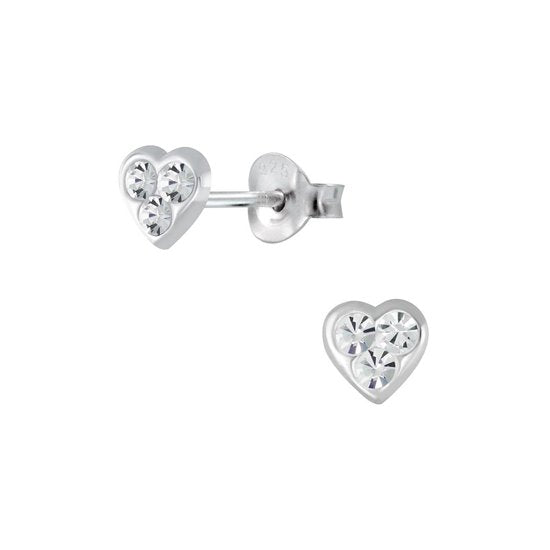 Joy|S - Zilveren hartje oorbellen - 5 mm - kristal