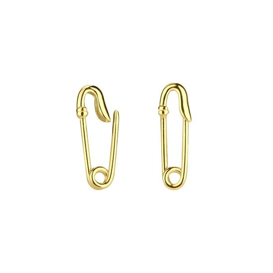 Joy|S - Zilveren veiligheidsspeld oorbellen 4 x 15 mm - goudplating