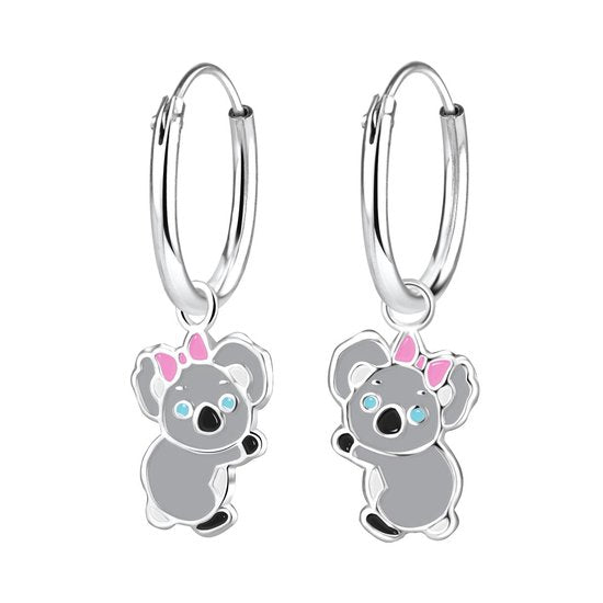 Joy|S - Zilveren Koala bedel oorbellen - oorringen