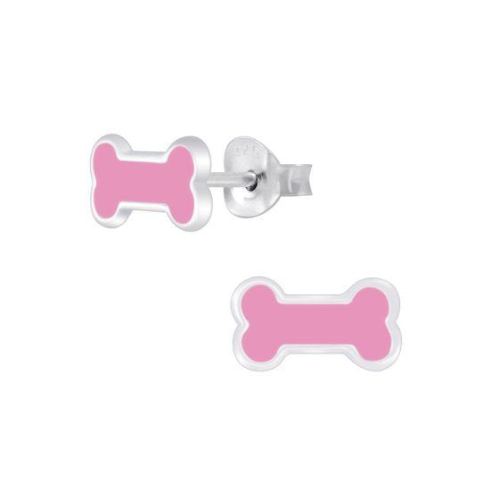 Joy|S - Zilveren roze botje oorbellen - 9 x 6 mm