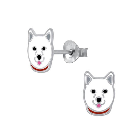 Joy|S - Zilveren Husky hond oorbellen - 6 x 9 mm