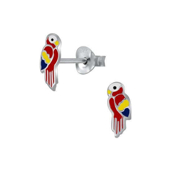 Joy|S - Zilveren papegaai oorbellen - 3 x 8 mm