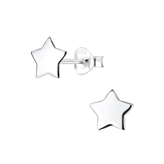 Joy|S - Zilveren ster oorbellen - 7 mm - egaal gepolijst