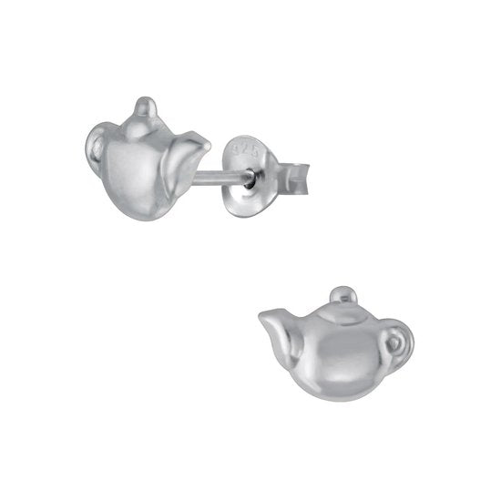 Joy|S - Zilveren theepot oorbellen 6 x 8 mm