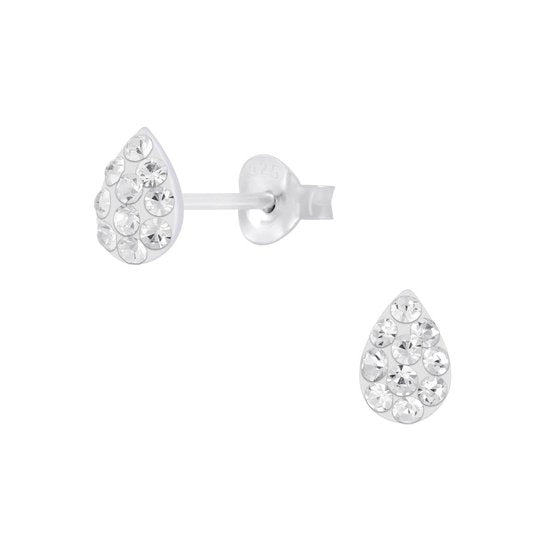 Joy|S - Zilveren druppel oorbellen 5 x 7 mm kristal